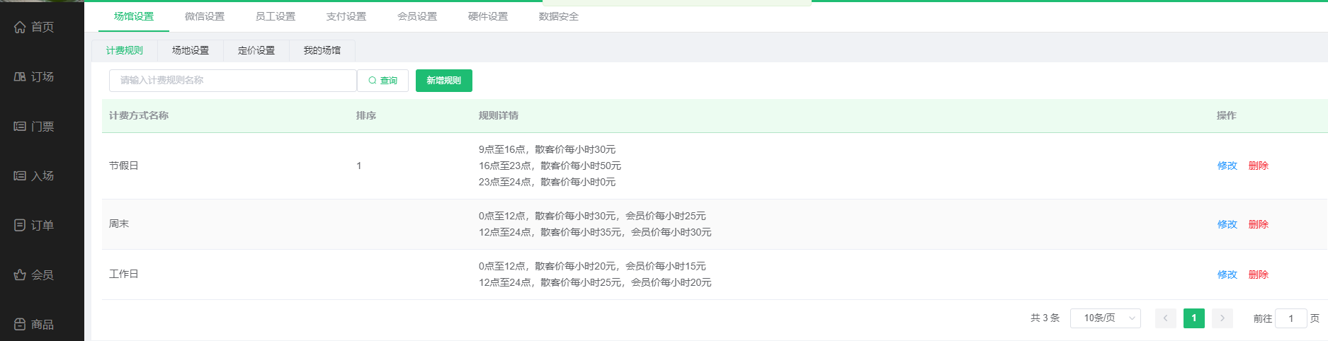 不同的收费规则